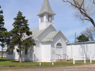 Historic Church located in Midway Park next to Sod House Museum