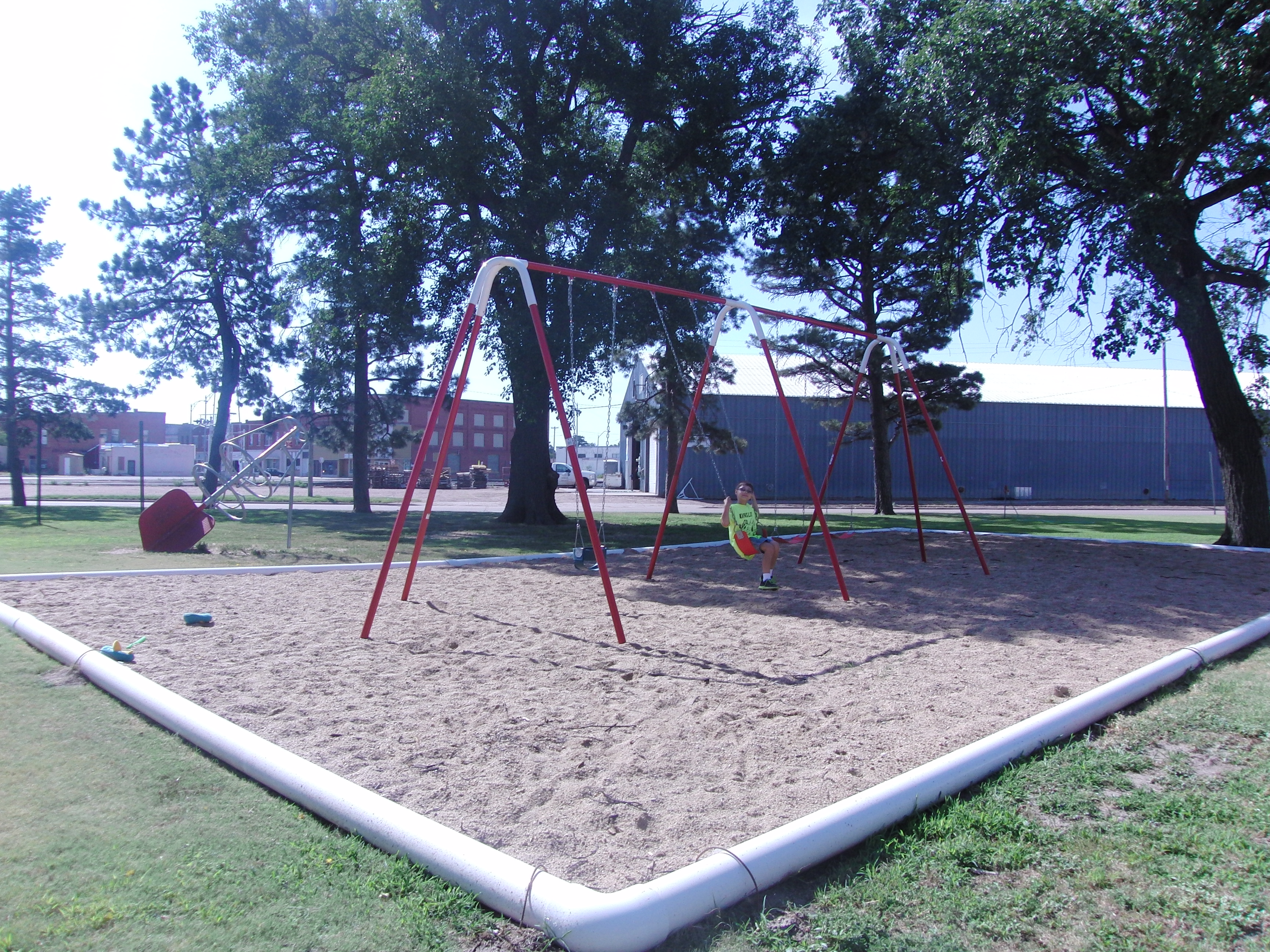 New swings at Baugher Park action shot