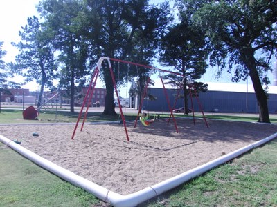 Swings at Baugher Park action shot